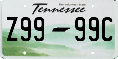 TN license plate Z9999C