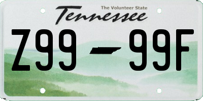 TN license plate Z9999F