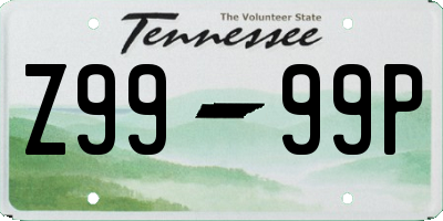 TN license plate Z9999P