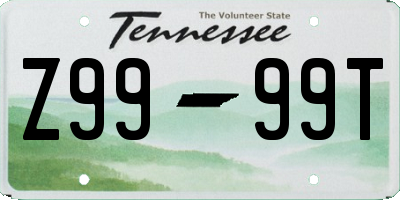 TN license plate Z9999T