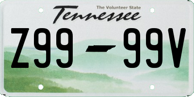 TN license plate Z9999V