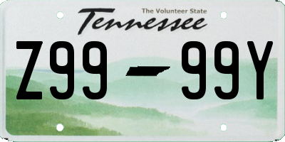 TN license plate Z9999Y