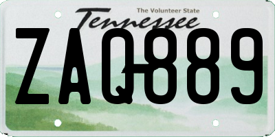 TN license plate ZAQ889