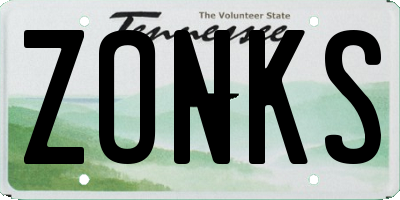 TN license plate ZONKS