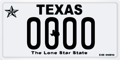 TX license plate 0000