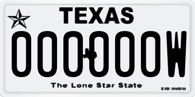 TX license plate 000000W