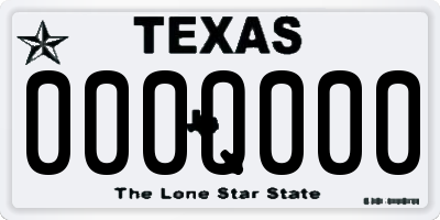 TX license plate 000Q000