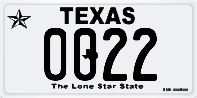 TX license plate 0022