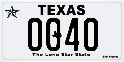 TX license plate 0040