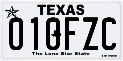 TX license plate 010FZC