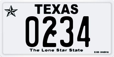 TX license plate 0234