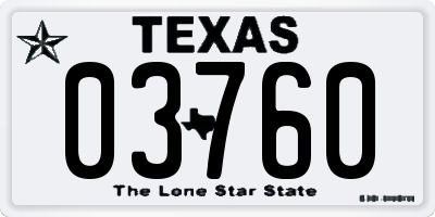 TX license plate 03760