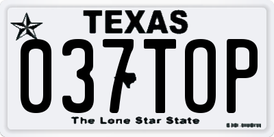 TX license plate 037TOP