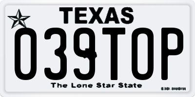 TX license plate 039TOP