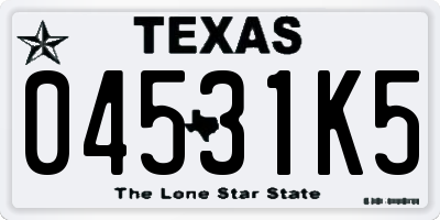 TX license plate 04531K5