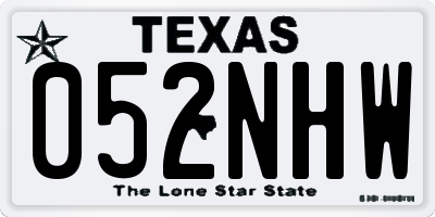 TX license plate 052NHW