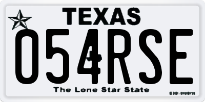 TX license plate 054RSE