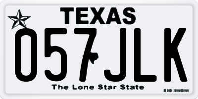 TX license plate 057JLK