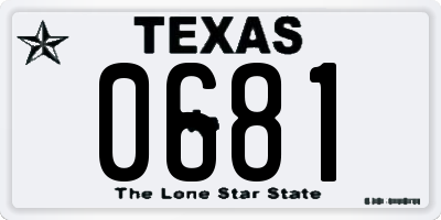 TX license plate 0681