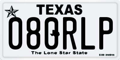 TX license plate 080RLP