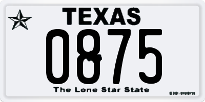 TX license plate 0875