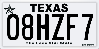 TX license plate 08HZF7