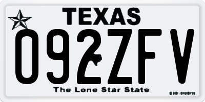 TX license plate 092ZFV