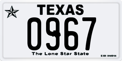 TX license plate 0967