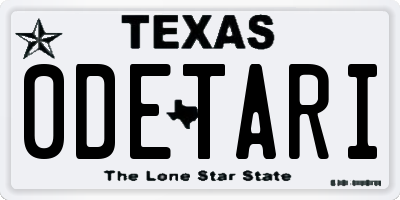 TX license plate 0DETARI