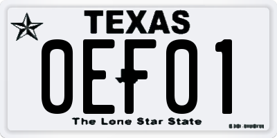 TX license plate 0EF01