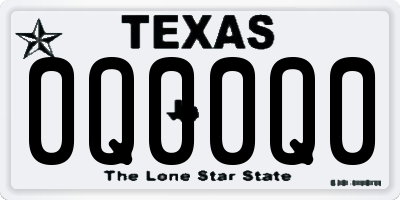 TX license plate 0Q00Q0