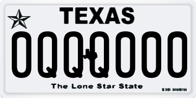 TX license plate 0QQQ000