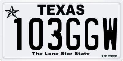 TX license plate 103GGW