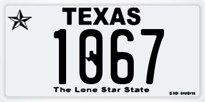 TX license plate 1067