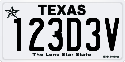 TX license plate 123D3V