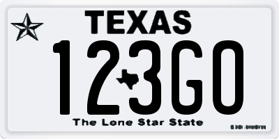 TX license plate 123GO