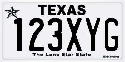 TX license plate 123XYG