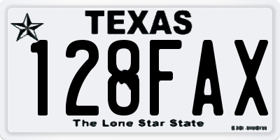 TX license plate 128FAX