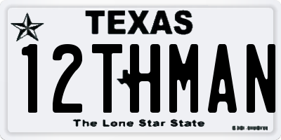 TX license plate 12THMAN