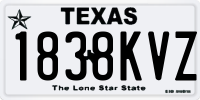 TX license plate 1838KVZ