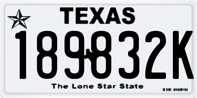 TX license plate 189832K