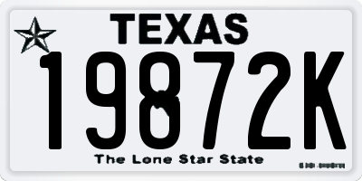 TX license plate 19872K