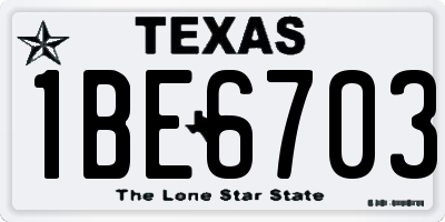 TX license plate 1BE6703