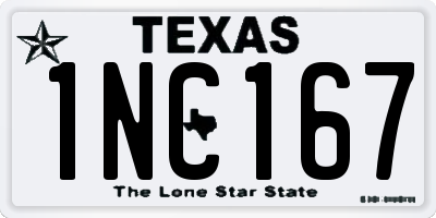 TX license plate 1NC167