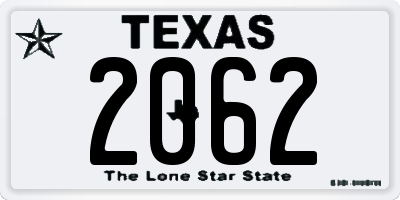 TX license plate 2062