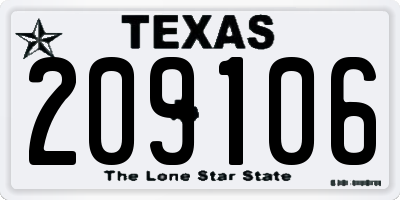 TX license plate 209106