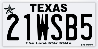 TX license plate 21WSB5