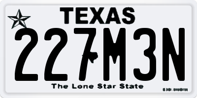 TX license plate 227M3N