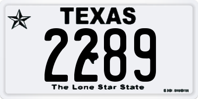 TX license plate 2289