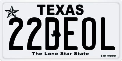 TX license plate 22DEOL